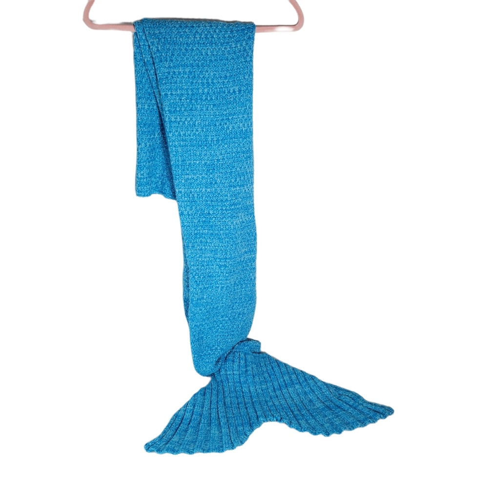 Blue crochet Mermaid throw blanket wrap
